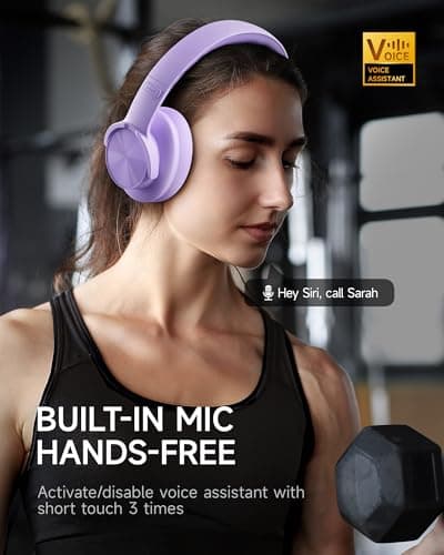 Picun B8 Wireless Bluetooth Headphones, 120H Playtime, 3EQ Modes, Purple — view 4