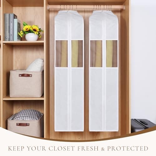Univivi Premium Cotton Garment Bags, 50 In Hanging Clothes Storage, 2 Pack — view 3
