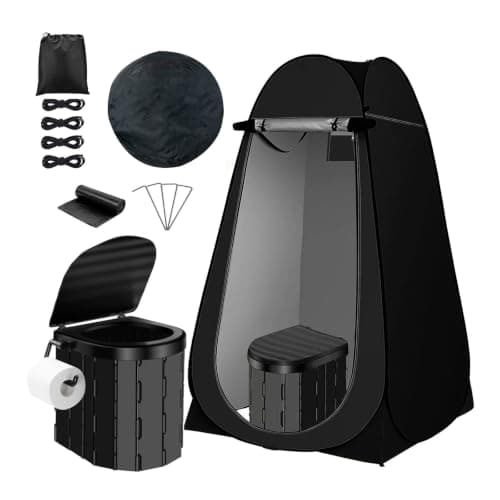 LN COZY CORNER Collapsible Portable Toilet with Tent - Extra Tall Foldable Camping Toilet for Adults with Carry Bag, Travel Toilet for Car Emergencies, Hiking & Outdoor Adventures