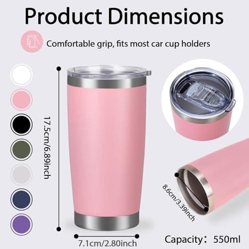 YDYxieji 20oz 550ml Travel Insulated Tumbler with Lid,Stainless Steel Double Wall Insulated Thermal Coffee Cup Flask Travel Mug for Hot & Cold Drinks, Fits Car Cup Holder (Purple) — view 2