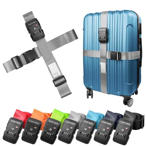 travel inspira TSA Approved Luggage Straps, Cross Suitcase Straps (Grey)