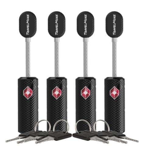 4-Pack TSA Approved Luggage Locks with Keys for Travel | Flexible, Ultra Secure Mini Key Padlocks Made from Zinc Alloy | Luggage Locks | TSA Locks | Black