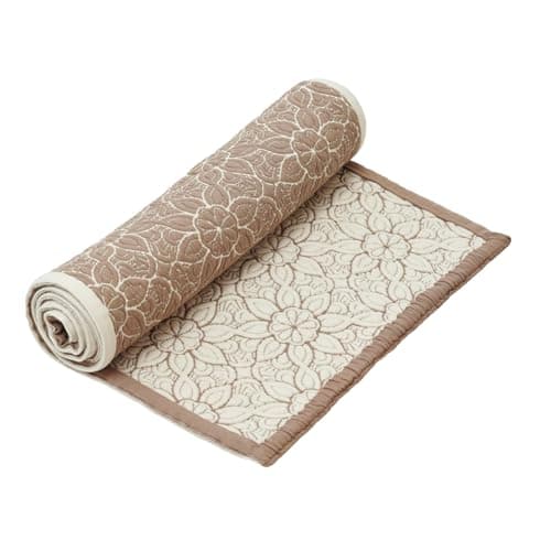 Dalisa Organic Cotton Yoga Mat 60 x 170 cm, Mocha – OCS Certified, Reversible & Seamless, Non-Slip Support, Machine Washable Exercise Mat with Carry Bag
