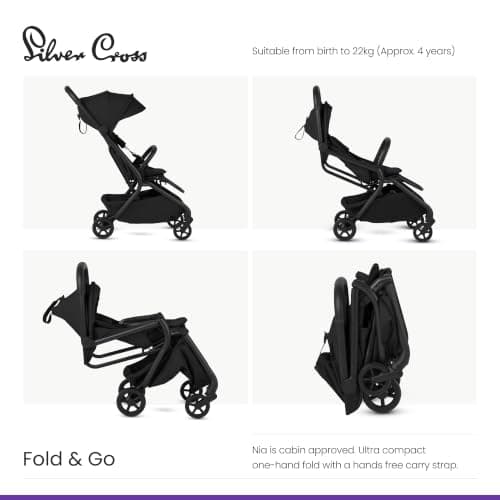 Silver Cross Nia Compact Travel Stroller, Birth to 22kg, Onyx — view 4