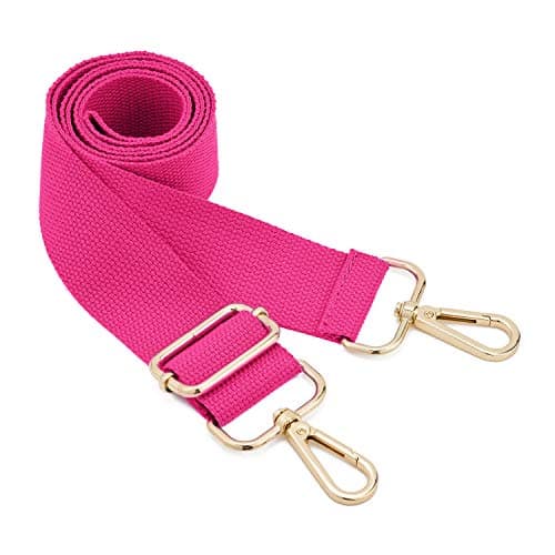 Wide Shoulder Bags Strap,Adjustable Replacement Bag Strap with Metal Swivel Hooks Soft Canvas Purse Straps Shoulder Bag Strap Belt Messenger Bag Changeable Strap For Crossbody Handbag(Gold-Rose Red)
