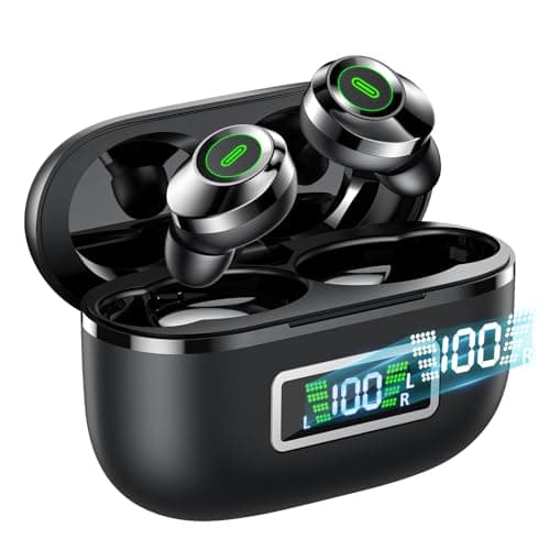 PIAAUORRS Wireless Earbuds, Bluetooth 5.4 Headphones in Ear with Mic HiFi Stereo Noise Reduction, Wireless Earphones IP7 Waterproof Touch Control LED Display Headset USB-C