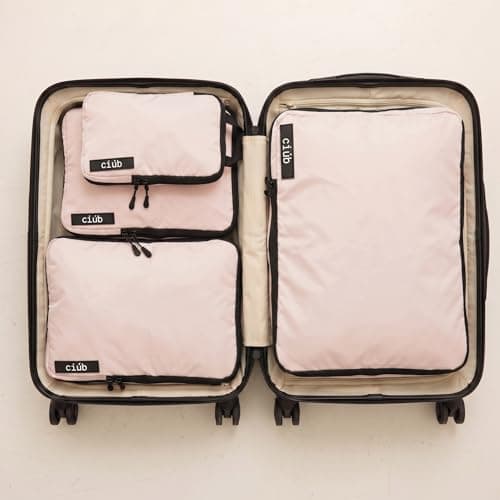 ciúb Compression Packing Cubes 4 Set Premium Double Zip, Fit 40% More in Your Luggage, Carry-On & Backpack, Lightweight Water Resistant Travel Accessories, Compressible Suitcase Organiser Bags (Pink) — view 4