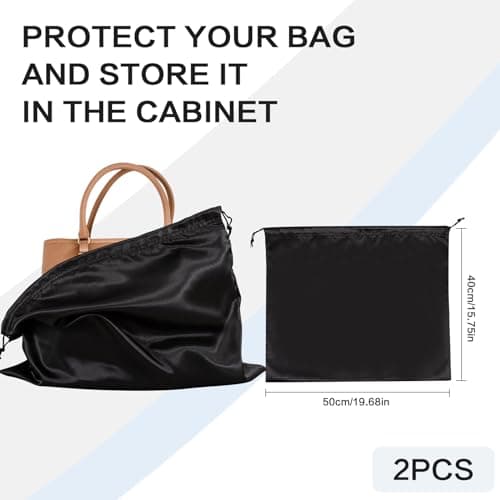 HBJSP Dust Bags for Handbags, Silk Dust Cover Storage Bags, Dustproof Drawstring Pouch for Clothes, Purse, Shoes, Boots - 2PCS (Black) — view 3