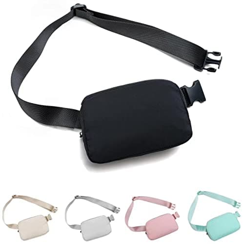 Belt Bag Waist Pack Bum Bag Fanny Pack Crossbody Bags for Women and Men with Adjustable Strap Small Waist Pouch for Travel Workout Running Hiking, Black