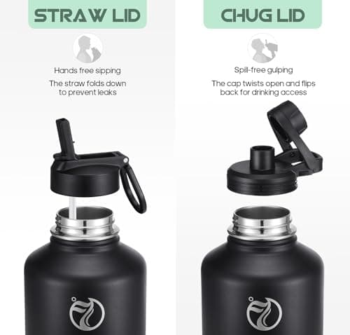 HydroPal Vacuum Insulated 1.9L Stainless Steel Water Bottle with Dual Lids — view 2