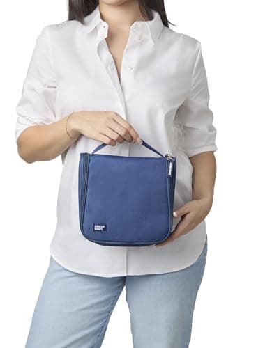 Lands' End Small Hanging Toiletry Bag for Travel, Canvas Hanging Dopp Kit Hygiene Bag (Navy) — view 4