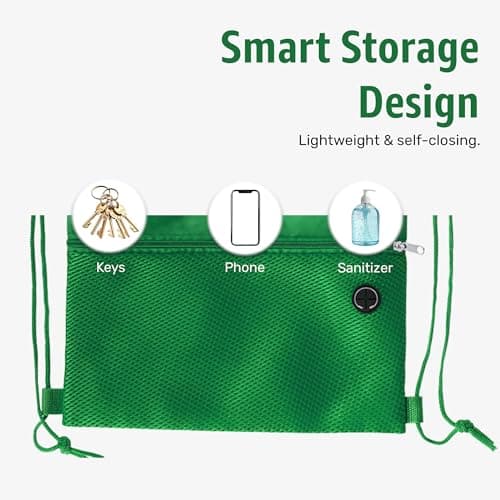 Bodygenix Unisex Drawstring Backpack for Sports – Lightweight Polyester Bag with Front Zip Pocket & Headphone Port – Waterproof Cinch String Bag for Sports, School, Swim, Travel & Beach Use - Green — view 6