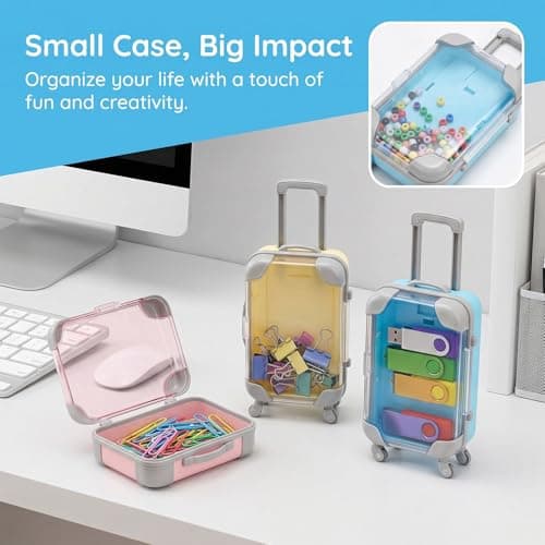 MYPPRFC 3pcs Mini Plastic Travel Suitcase ，Dollhouse Miniature Luggage Storage Box，Jewelry Organizer for Necklace Ring, Doll Accessories, Small Toy Case for Kids, 7x3.5x14cm — view 2