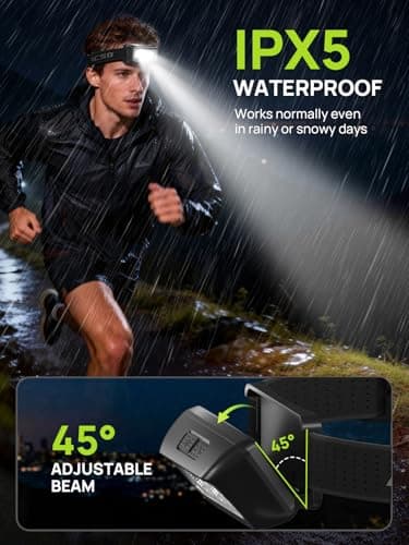 ACSO 3000mAh Head Torch Rechargeable,Super Bright LED Headlamp Headtorch with Motion Sensor Control,6 Light Modes,IPX5 Waterproof,Running,Camping,Hiking,Fishing,Hunting. — view 6