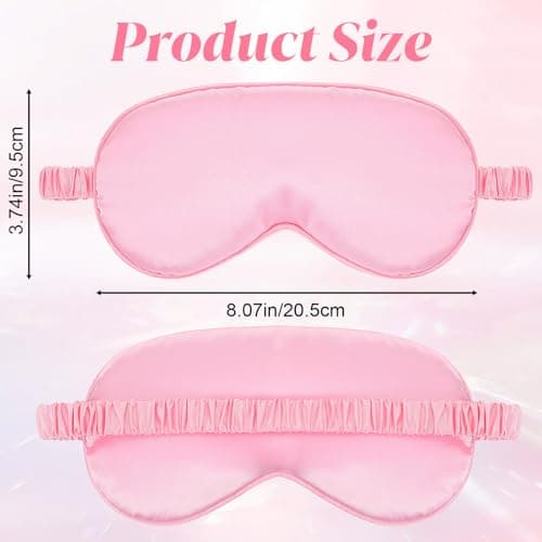 KFHENSOMR Silk Sleep Eye Mask 4 Pack Mulberry Silk Sleep Mask Eye Cover Blindfold with Elastic Strap Cute Satin Soft Eyeshade Masks for Women Night Sleeping Travel Nap (Pink) — view 2
