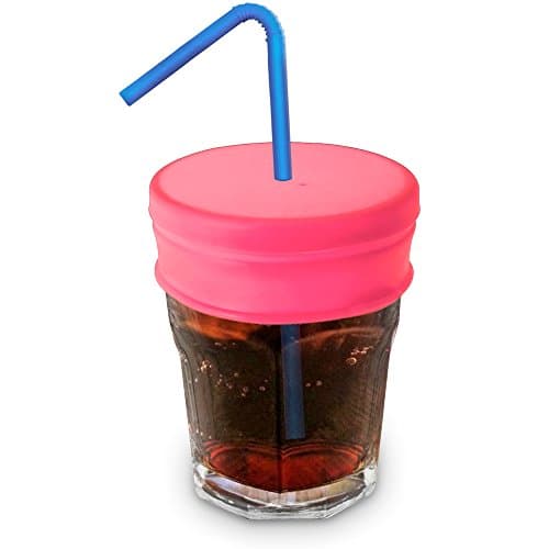 iGadgitz Home Reusable 100% Food Grade BPA Free Soft Silicone Spill-Proof Travel Straw Lids for Most Drinking Cups & Glasses – Pack of 4 (Pink, Yellow, Green, Blue) — view 3