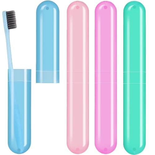 Eastrise Toothbrush Travel Case, Plastic Storage Cover Holder, 4-Pack, Multi-Colour (Pink, Blue, Green and Purple) (4 Pcs/4 Colour)