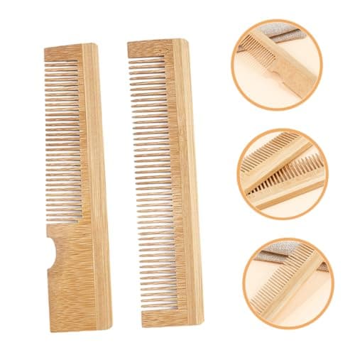 OSOLADY 2pcs Mustache Comb Hair Comb Portable Pocket for Men Beard Small Bamboo for Mustache Smoothing and Travel Accessories for Men — view 4