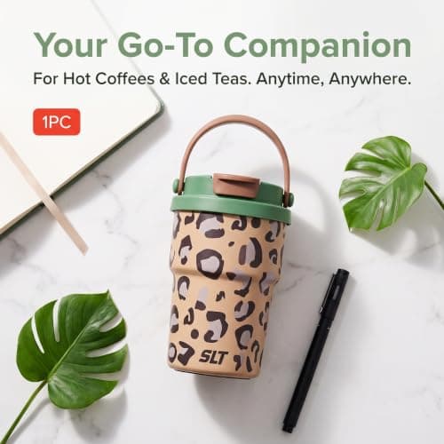 Travel Mugs,450ml Insulated Coffee Cup with Leakproof Lid Carry Handle — view 3
