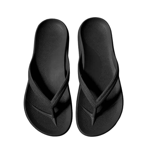 Unisex Flip Flops with Comfort Arch Support Yoga Mat Cushion Wide Fit Open Toe Anti-Slip Thong Sandals Lightweight Platform Slides for Beach Holiday Slip On Indoor Outdoor for Summer Wear