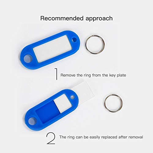 Key Tags , Pack of 10 Key Tags with Labels Key Fobs ID Plastic Key Tags Key Labels with Split Rings for Luggage Pet Name Memory Stick Tags-10 Colors — view 4