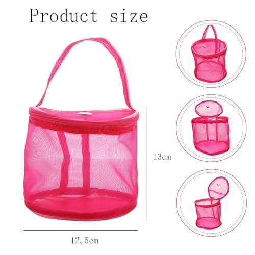 WPCSM Wool Holder,Wool Holders When Knitting,Round Knitting Yarn Storage Basket Craft Tote Bag,Yarn Holder,Knitting Yarn Organizer,DIY Handmade Mesh Weaving Tools Storage Bag (Rose Red) — view 2