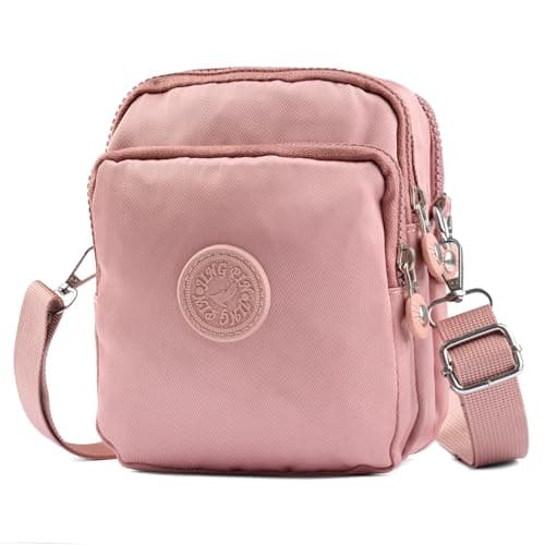 Pinboov Pink Small Cross Body Bag Women,Multi Pocket Shoulder Bags
