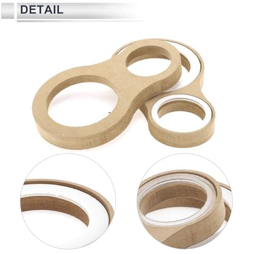 RATCHROLL 2 Set Universal Speaker Spacer Ring Adapter Dual Rings Waterproof for 1"for 3" with Acrylic Washers and Light Strip Brown Wood — view 6