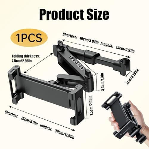 Times Mark Car Headrest Tablet Holder,360° Rotating Back Seat Tablet Mount — view 2
