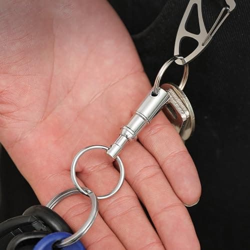 JinliangGuo 6Pcs Stainless Steel Quick Release Keychain Set Convenient Practical Metal Detachable Key Ring Pull Apart Snap Double Ring for Outdoor Travel Home Office — view 5