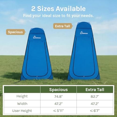 Wolfwise Pop Up Shower Tent with Floor, Portable Instant Changing Tent with Ventilation Window, Privacy Bathroom Toilet for Beach, Camping & Outdoor, Width 47" (120 CM), Height 75" (190 CM), Blue — view 5
