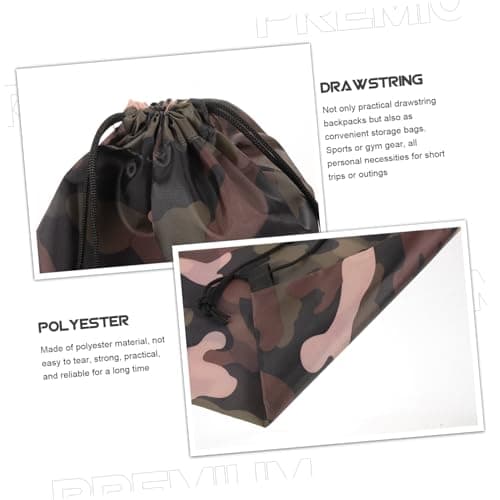WOONEKY Camo Drawstring Backpack 2pcs Set, Gym Drawstring Shoulder Bags with Pouch, Lightweight Sports Sack for Men Women, Unisex Travel Storage Bags for Outdoor Fitness Use — view 6