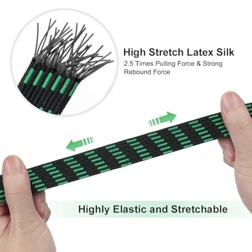 IKR 5Pcs Bungee Cords With Hooks, 2M/6.6FT Long Elastic Bungee Rope Luggage Bungee Straps Anti-Slip Flat Elasticity Rubber Straps For Luggage Camping Roof Racks Moving Cargo — view 3