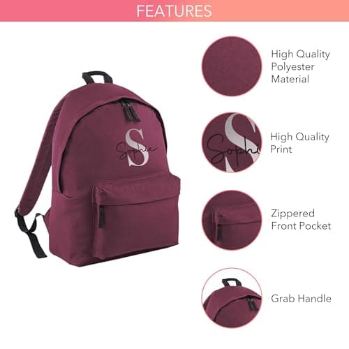 Print Maniacs Personalised Backpack for Kids Back to School 18 Litres Rucksack with Name Ideal for Boys, Girls, Toddlers,and Primary School Students Perfect School Bag Burgundy — view 3