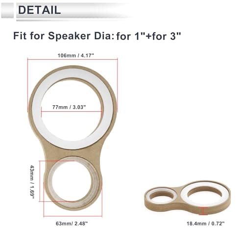 RATCHROLL 2 Set Universal Speaker Spacer Ring Adapter Dual Rings Waterproof for 1"for 3" with Acrylic Washers and Light Strip Brown Wood — view 5