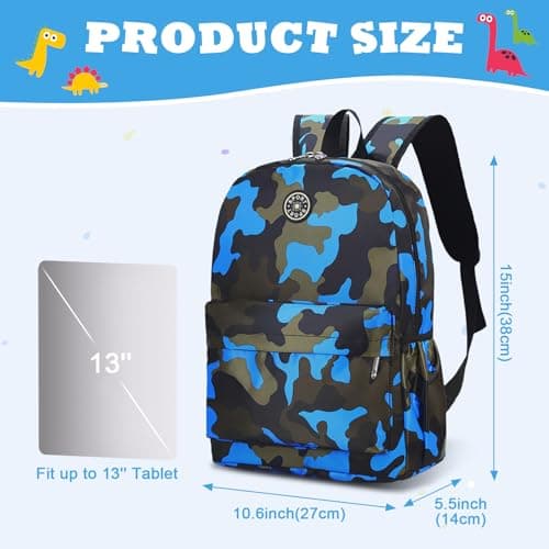 Aucuu Kids Backpack, Camouflage School Backpack, Boys Girls Toddler Primary School Bag, Waterproof Nylon Rucksack, Casual Daypack, Book Bag for Campus Outdoor Travel Sports — view 2