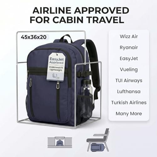 Style Smart EasyJet Cabin Bag 45x36x20 Travel Backpack Carry On Bag Underseat Cabin Bag 45x36x20 Airline Approved Cabin Backpack Travel Rucksack for Flights Laptop Backpack (Navy) — view 2