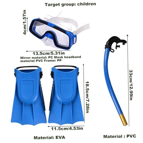 Kids Snorkel Set Adjustable Ergonomic Non-slip Snorkeling Gear High Transparency Kid Snorkel Set Includes Goggles, Fins, Tube Kids, Snorkeling Gear for — view 5