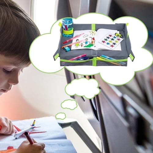 Foldable Travel Tray - Lightweight Kids Travel Tray, Airplane Portable Table | Road Trip Children's, Compact Trays Washable Kids for Outdoor — view 2