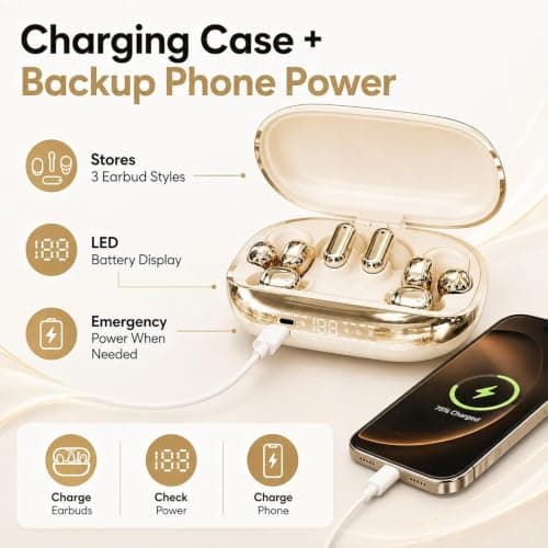 KIEYIQE 6-in-1 Smart Wireless Earbuds & Mini Sleep Headphones (Black) — view 3