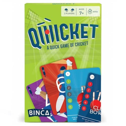 Binca Qwicket Cricket Card Game | Cricket Gifts for Boys, Men & Women | Fun Family Card Game for Kids & Teens Ages 7+ | 2 Player Travel Game | Gift for Cricket Lovers