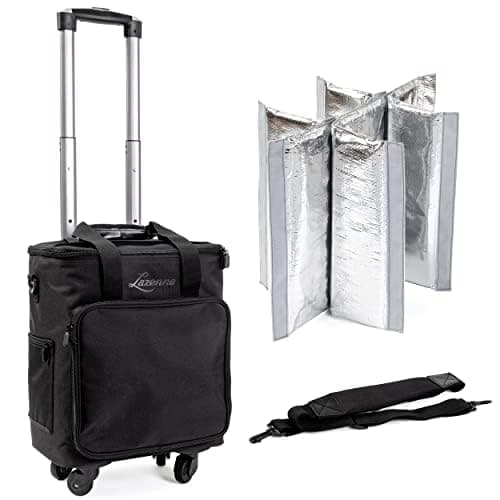 Lazenne Wine Bags for Travel - 6 Bottle Wine Bag/Wine Carrier - Wine Luggage for Professionals and Consumers. 3-in-1 Wine Tote, Rolling Suitcase and Insulated Cooler Bag with Removable Dividers — view 2