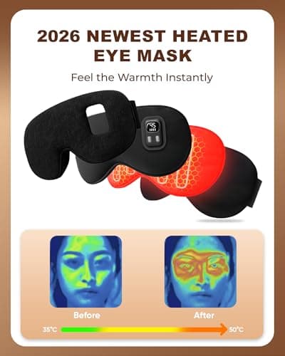 Heated Eye Mask: [Upgrade] Cordless Warm Eye Compress - Rechargeable Moist-Warming Mask Mask with Adjustable Heat & Timer - Electric Heating Eye Mask for Sleep, Travel, Office, Gift Thermal Pillows — view 3