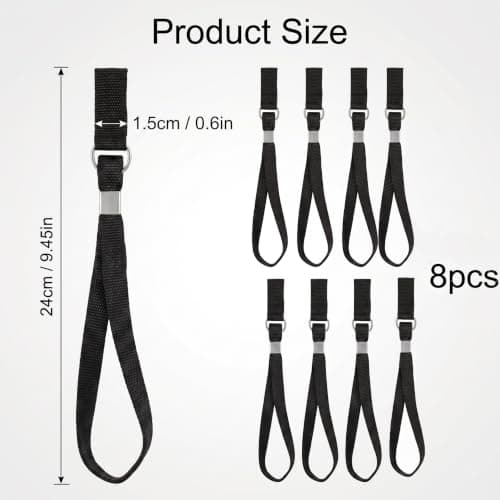 8Pcs Walking Stick Wrist Strap - Elastic Walking Stick Accessories, Black — view 2