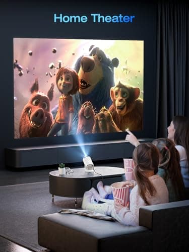 Built-in Apps & Android 14.0 Mini Projector Portable 30000 Lux Projector 4K Supported 180° Rotation & Auto Keystone, Outdoor Compatible with TV Stick/Windows/iOS/Android/HDMI/USB (white, 17 * 8 * 10) — view 6