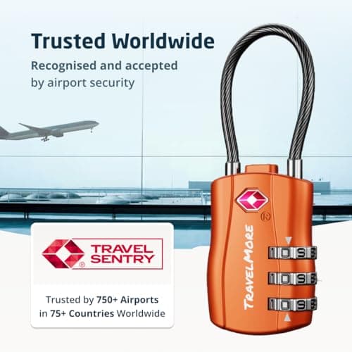 1-Pack TSA Approved Travel Combination Cable Luggage Locks for Suitcases & Backpacks | TSA Lock | Luggage Lock | Orange — view 5
