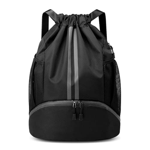 GAOHUI Drawstring Bags, Waterproof Backpack Swimming Bag for Kids, Gym Bags with Shoe Compartment, PE Sports Bag for Sports School Beach Holidays Swimming Travel (Black)