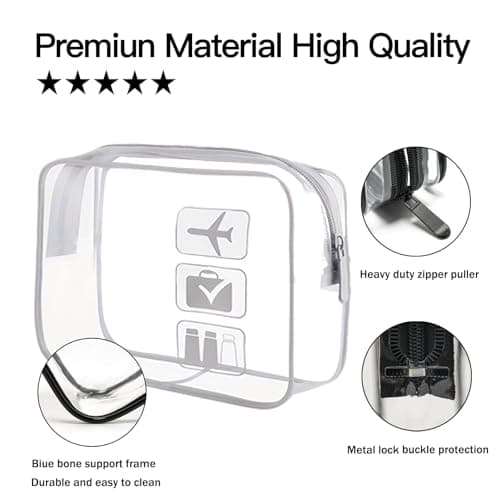 Clear Toiletry Bags for Travel, 2 Pack TSA Approved Airport Liquids Bag, 20x20cm See Through Wash Bag, Waterproof PVC Transparent Makeup Bag Cosmetic Pouch for Men & Women Hand Luggage — view 3