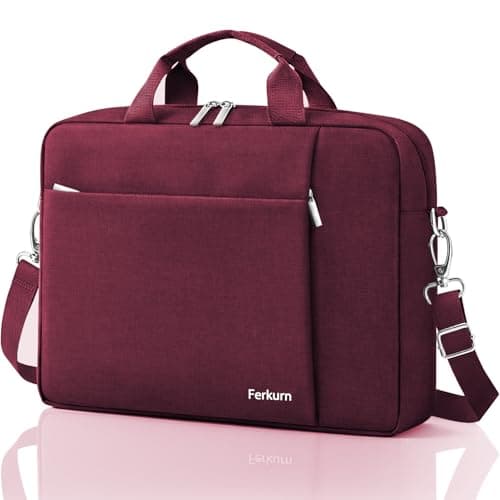 Ferkurn Laptop Bag Case for Women Men, Messenger Briefcase Computer Bag with Shoulder Compatible with Macbook Pro/Air, XPS Latitude, HP Pavilion, ASUS, Acer, Samsung, Red, 15 15.6 16 Inch