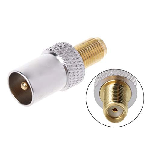 KSTZGTA SMA Female to IEC Male Plug Coaxial Adapter RF Connector Nickel Plated Antenne Fm, Silver